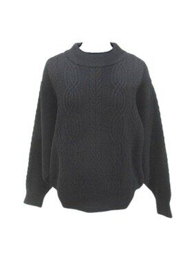 Dior Sports Long Sleeve Knit Sweater Black Rib Hair Wool All Over Pattern L